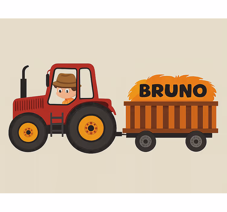 Store enrouleur chambre enfant conception tracteur avec nom - TenStickers