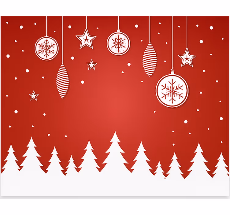 Store enrouleur salon sapins de noël rouges - TenStickers