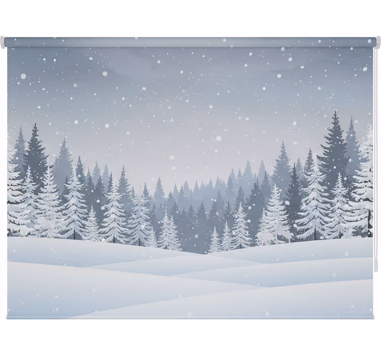 Store enrouleur scandinave scène de forêt hivernale - TenStickers