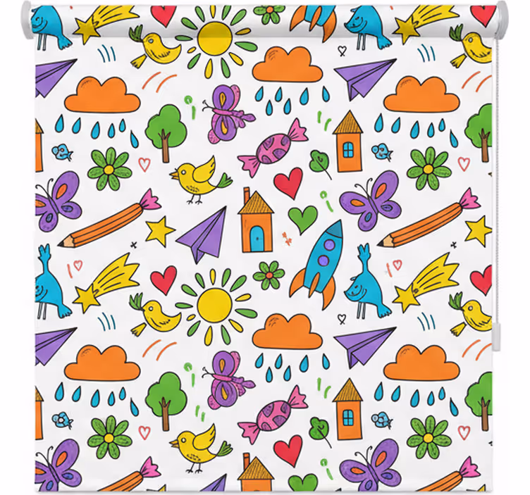 Store enrouleur scandinave motif gribouillis amusant - TenStickers
