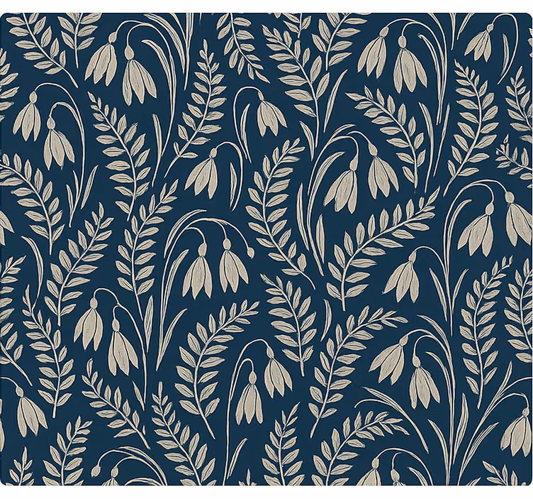 Store enrouleur scandinave fleurs perce-neige beige marine - TenStickers