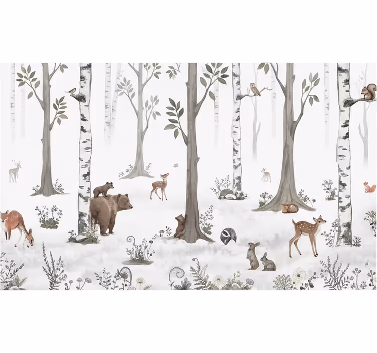 Store enrouleur arbre croquis ludique en forêt - TenStickers