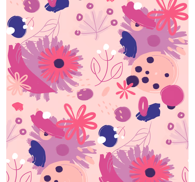 Store enrouleur salle à manger fleurs violettes abstraites - TenStickers