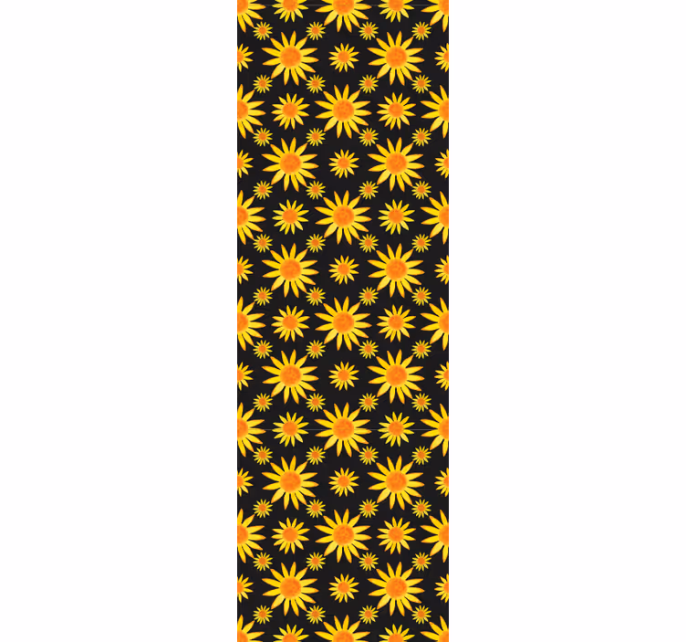 Store enrouleur salle à manger tournesols sur fond noir - TenStickers