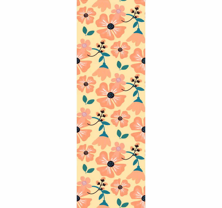 Store enrouleur salle à manger fleurs orange - TenStickers