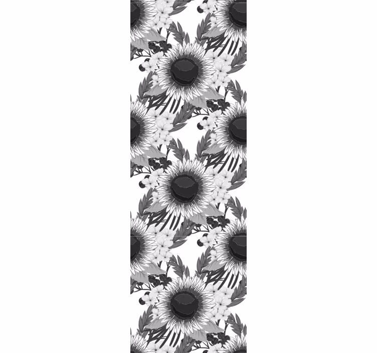 Store enrouleur salle à manger tournesols noir et blanc - TenStickers