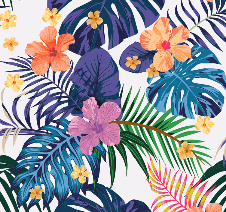 Store enrouleur salle à manger fleurs colorées hawaïennes - TenStickers