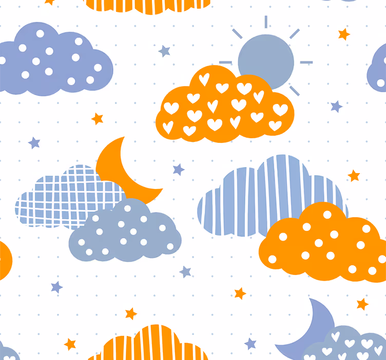 Store enrouleur pour chambre enfant nuages orange et bleu - TenStickers