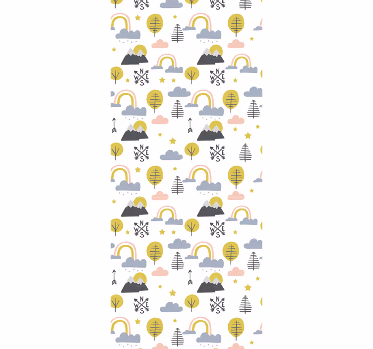 Store enrouleur pour chambre enfant arbres et arc-en-ciel - TenStickers