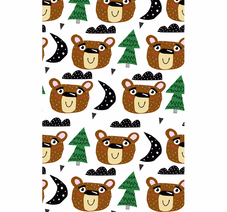 Store enrouleur pour chambre enfant ours et arbres unis - TenStickers