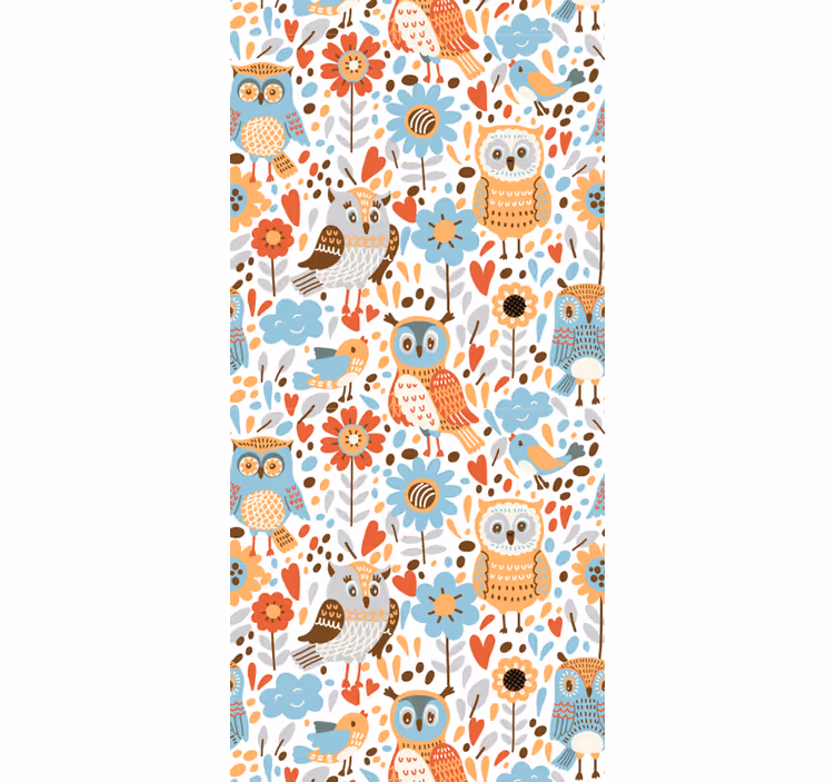 Store enrouleur pour chambre enfant hiboux colorés fleurs - TenStickers