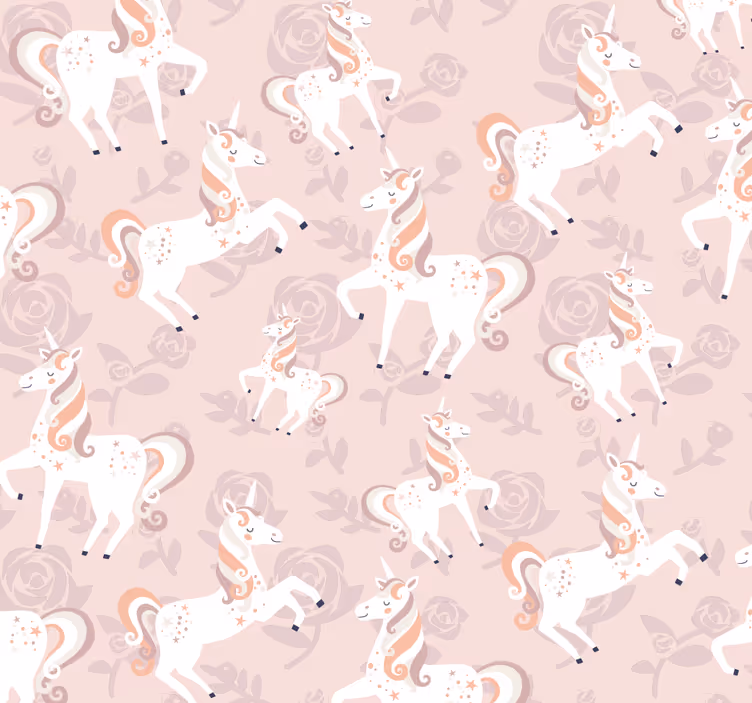 Store enrouleur pour chambre enfant licorne rose avec fleurs - TenStickers