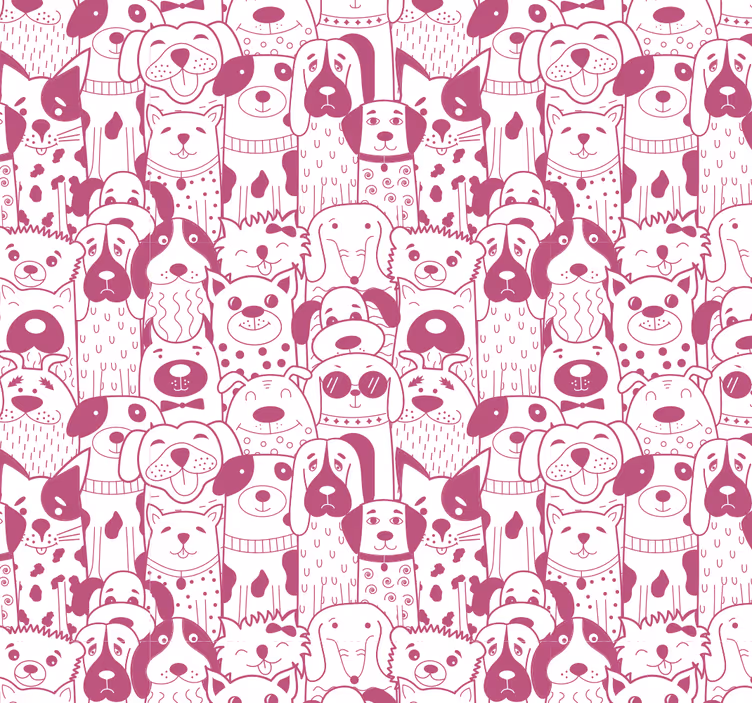 Store enrouleur pour chambre enfant chiens roses en fourrure - TenStickers