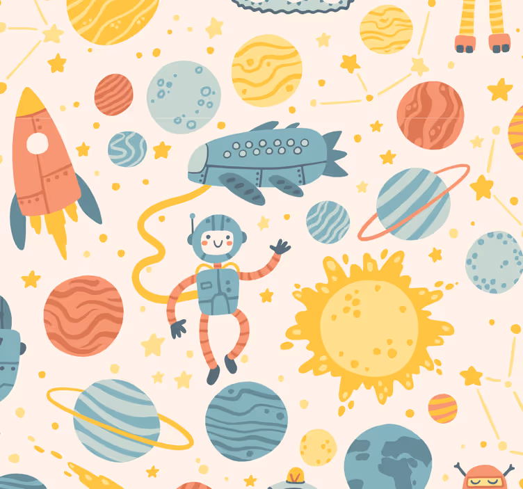 Store enrouleur pour chambre enfant scène aventure spatiale - TenStickers