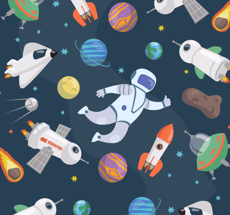 Store enrouleur pour chambre enfant vaisseaux spatiaux - TenStickers