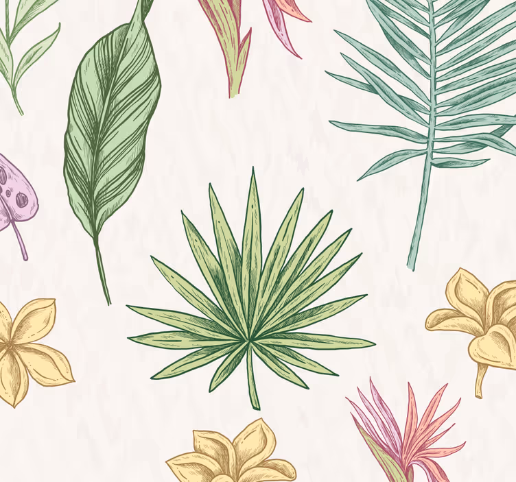 Store enrouleur pour chambre enfant fleurs et palmiers - TenStickers