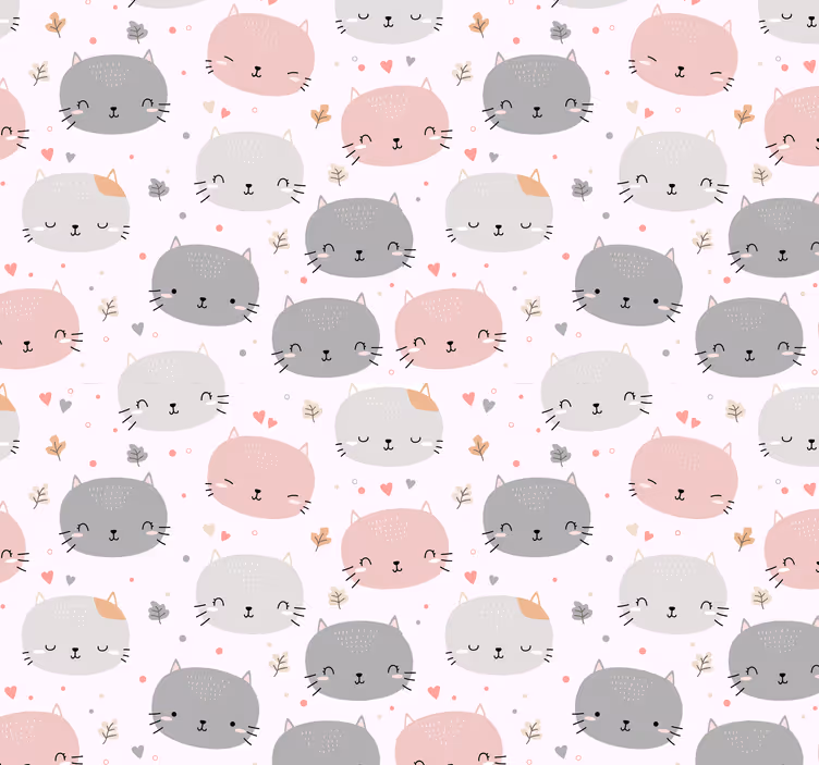 Store enrouleur pour chambre enfant chatons gris et rose - TenStickers