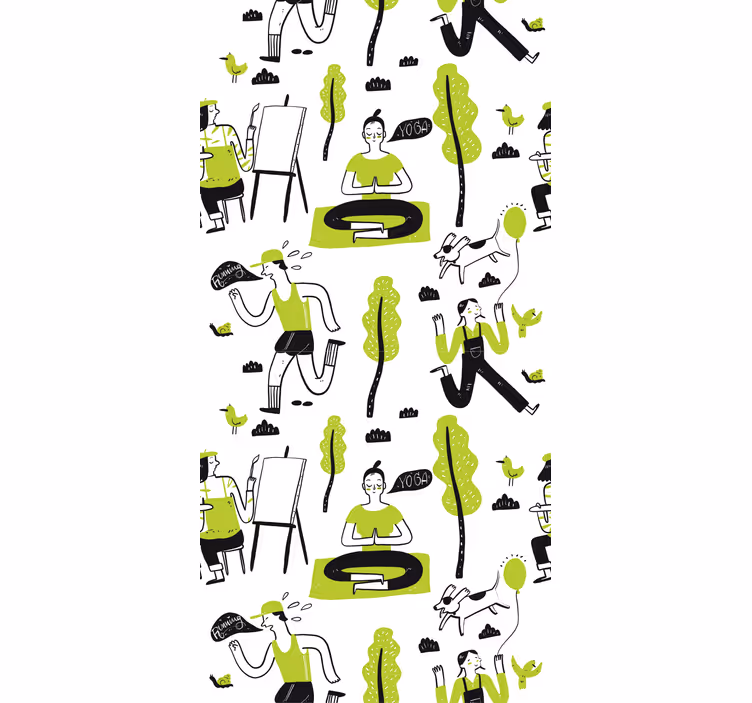 Store enrouleur bureaux ensemble doodle mode de vie sain - TenStickers