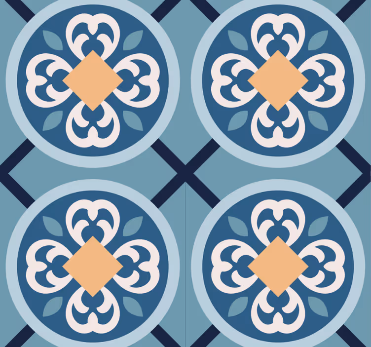 Store enrouleur moderne carrelage portugais bleu mer - TenStickers