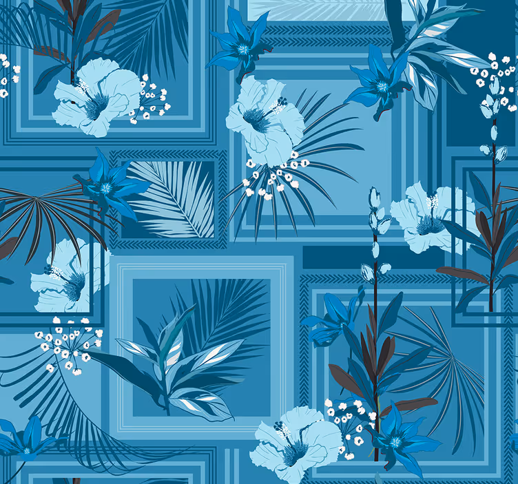 Store enrouleur salle de bain floral bleu - TenStickers