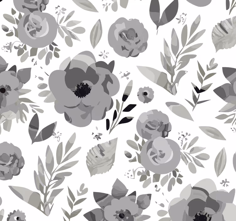 Store enrouleur gris fleurs aquarelle - TenStickers