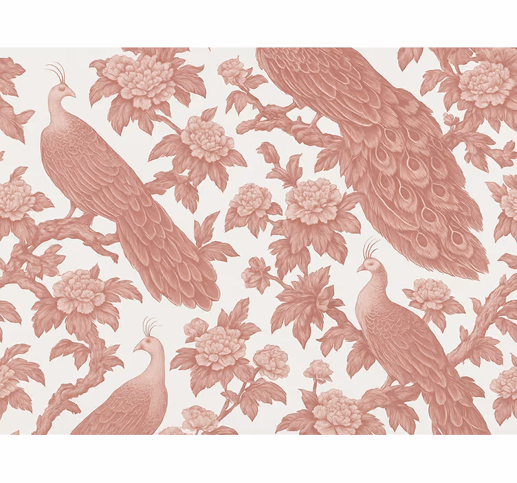 Store enrouleur rose motif paons roses textile - TenStickers