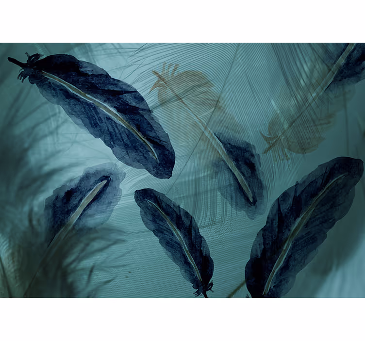 Store enrouleur cuisine motif plume aquarelle esthétique - TenStickers