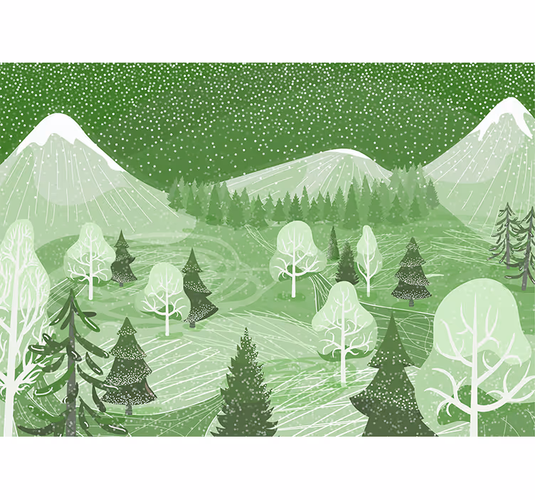 Store enrouleur cuisine forêt vintage verte - TenStickers
