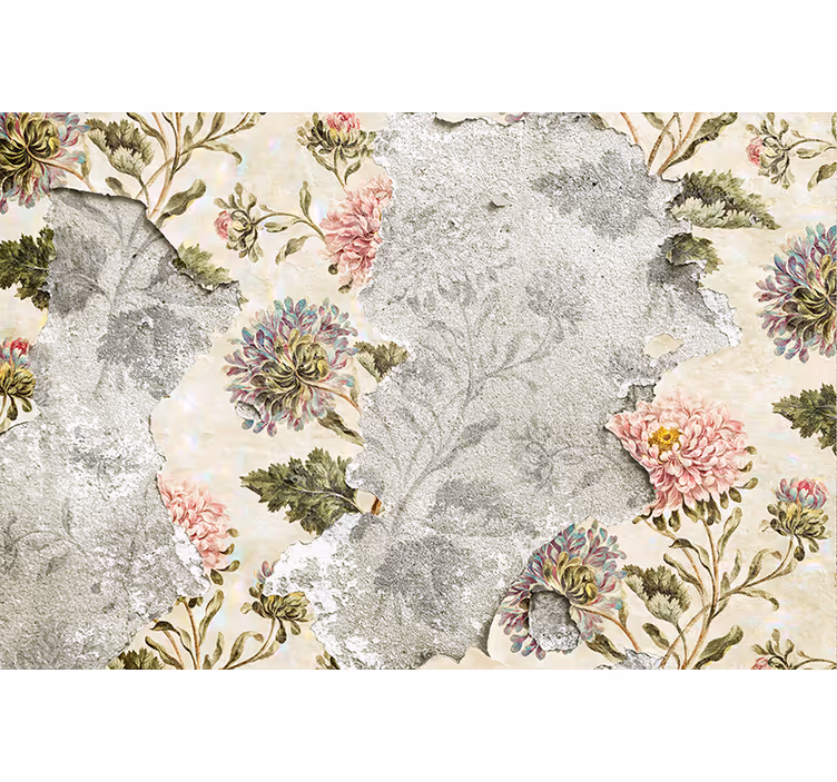 Store enrouleur cuisine fleurs vintage fond beige - TenStickers