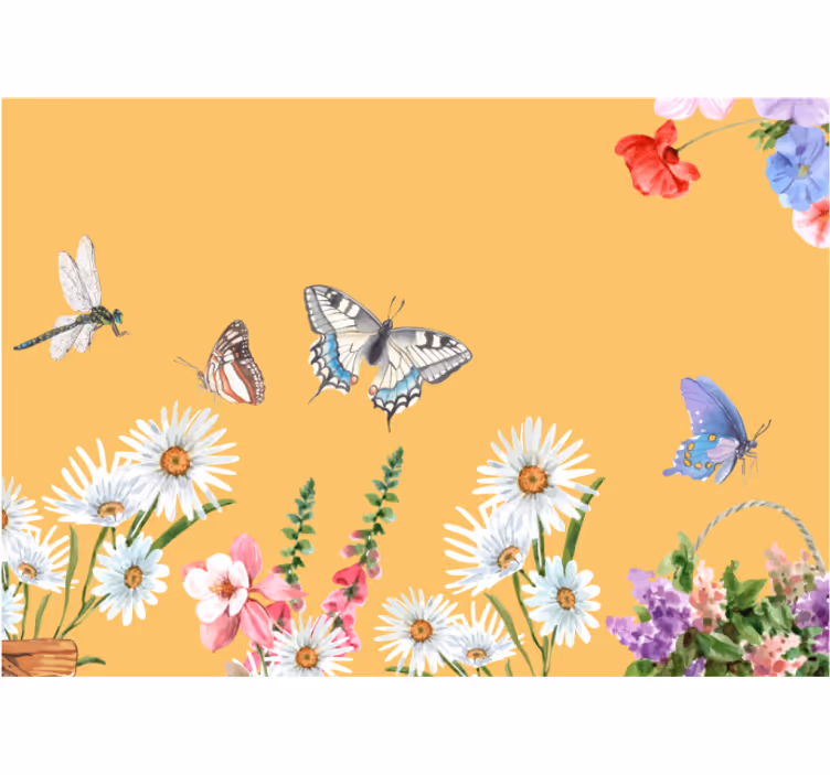 Store enrouleur cuisine peinture fleurs et papillons - TenStickers