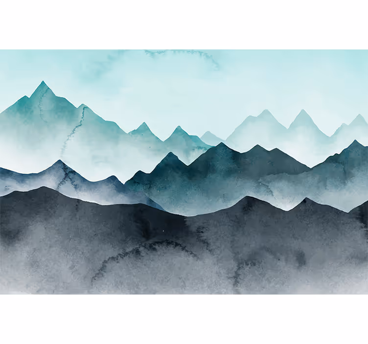 Store enrouleur cuisine montagnes bleues peintes - TenStickers