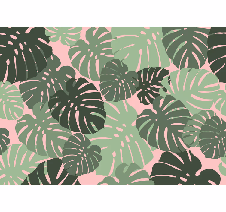 Store enrouleur cuisine feuilles de monstera roses - TenStickers