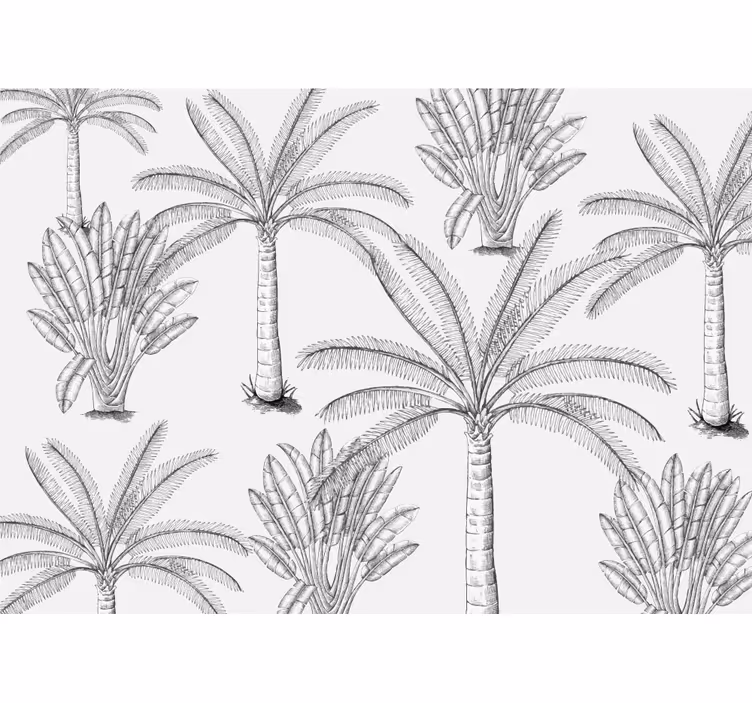 Store enrouleur blanc design palmiers noir et blanc - TenStickers