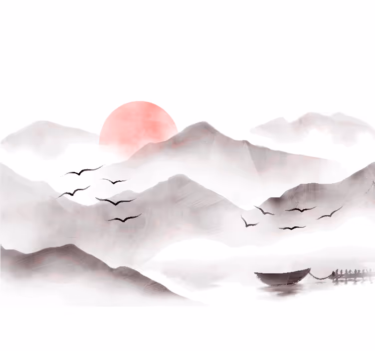 Store enrouleur blanc montagnes aquarelle - TenStickers