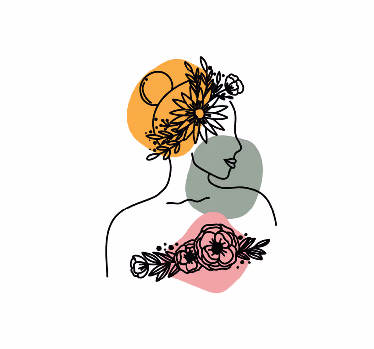 Store enrouleur salon visage de femme fleuri - TenStickers