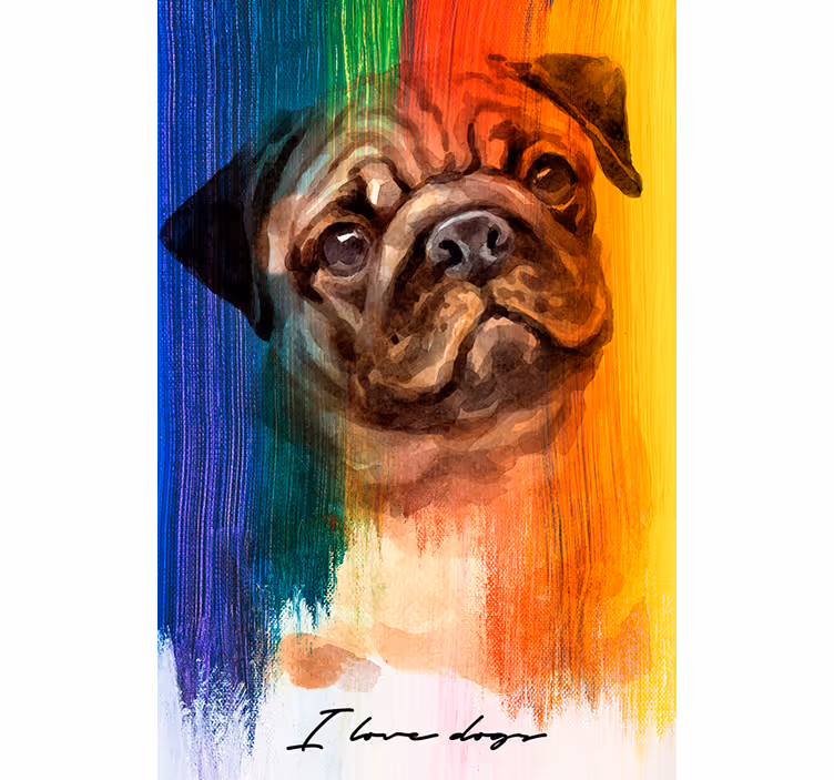 Store enrouleur salon pug arc-en-ciel - TenStickers