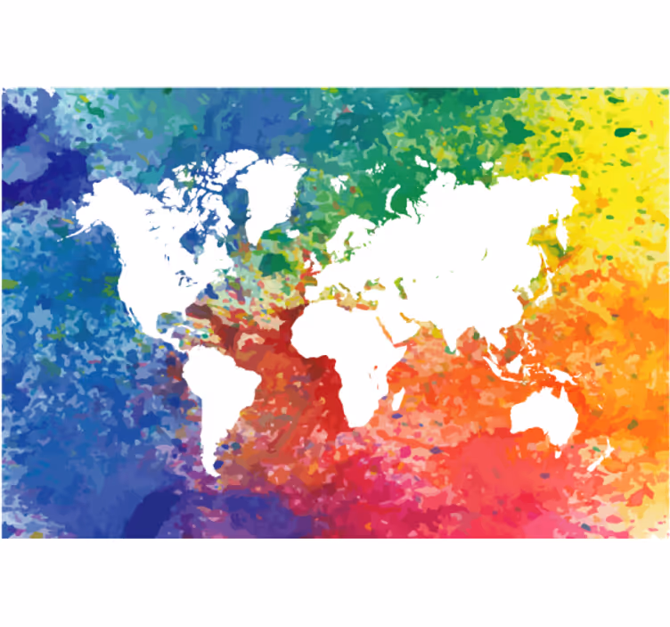 Store enrouleur salon carte du monde colorée artistique - TenStickers