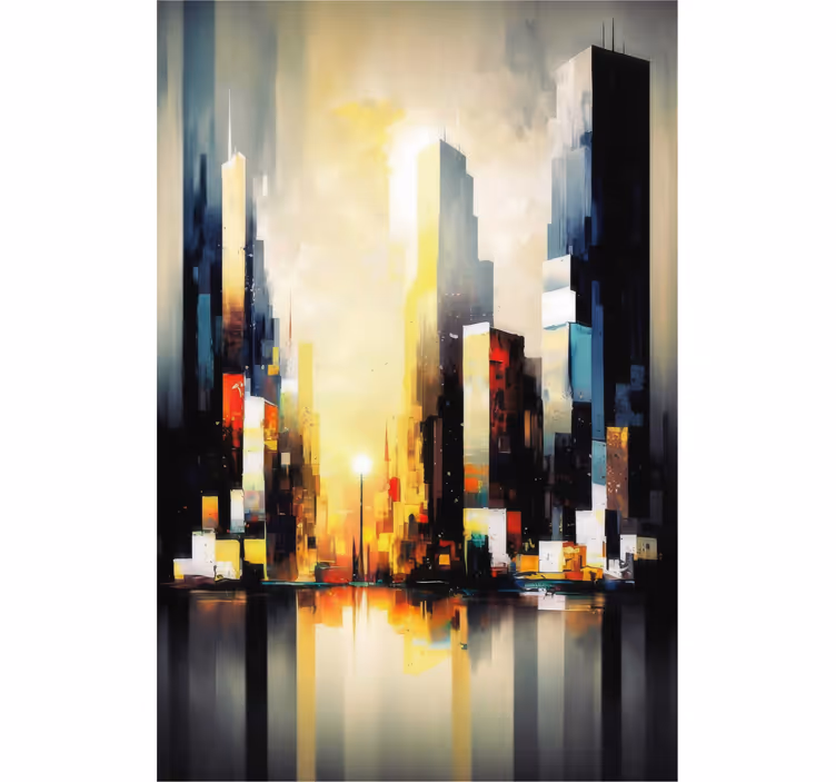 Store enrouleur salon art abstrait moderne urbain - TenStickers