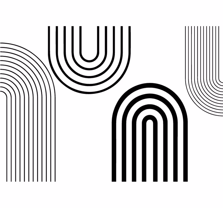 Store enrouleur blanc arcs noirs minimalistes fins - TenStickers