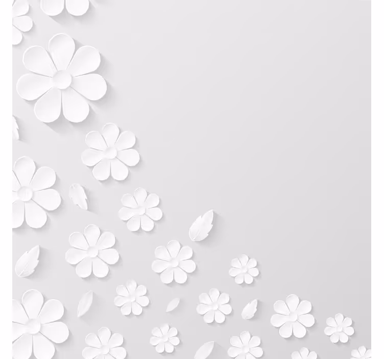 Store enrouleur blanc fond fleurs en papier blanc - TenStickers