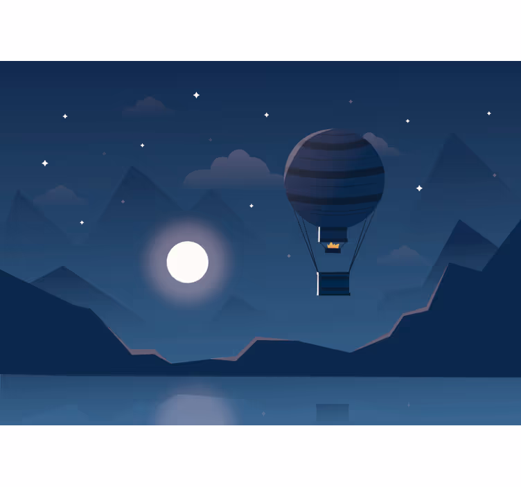 Store enrouleur bleu aventure en ballon nocturne - TenStickers