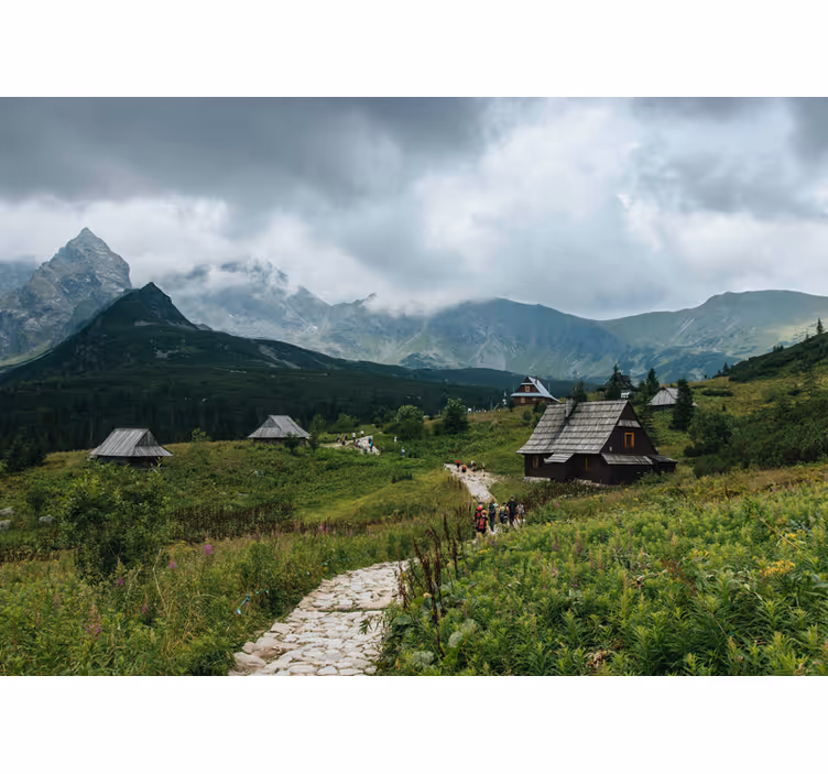 Store enrouleur vert maisons en bois dans les tatras - TenStickers