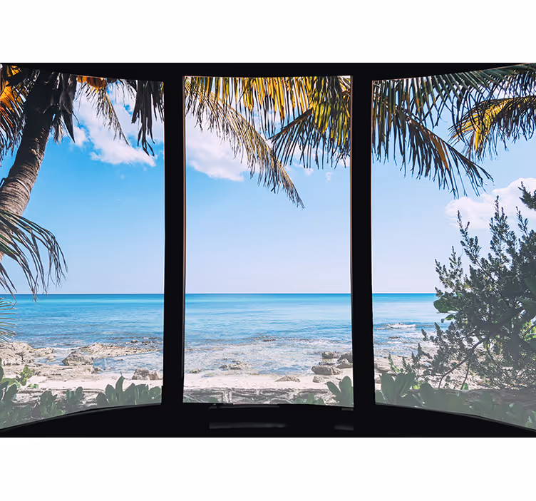 Store enrouleur salon paysage marin 3d fenêtre - TenStickers