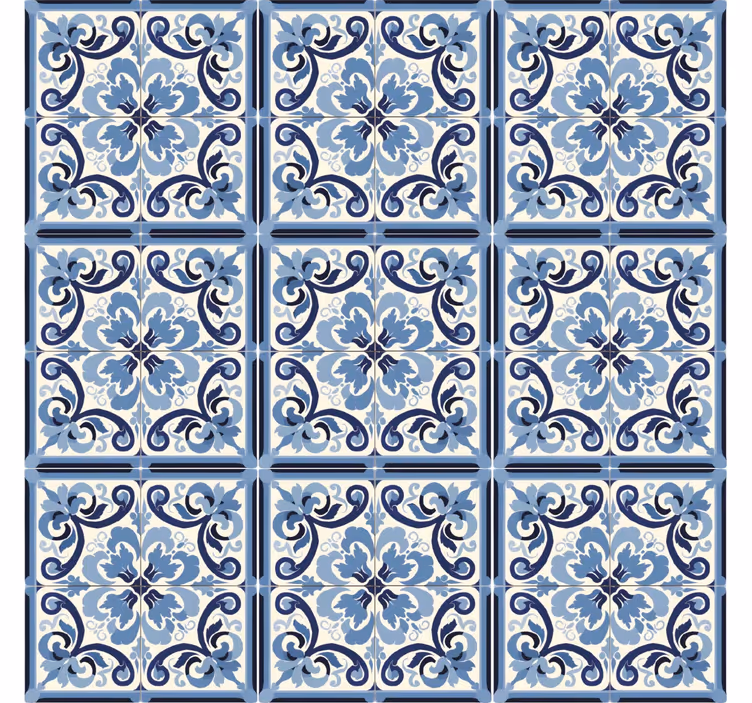 Store enrouleur bleu motif floral bleu et blanc - TenStickers
