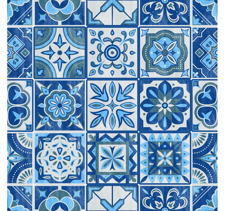 Store enrouleur bleu motif talavera bleu - TenStickers