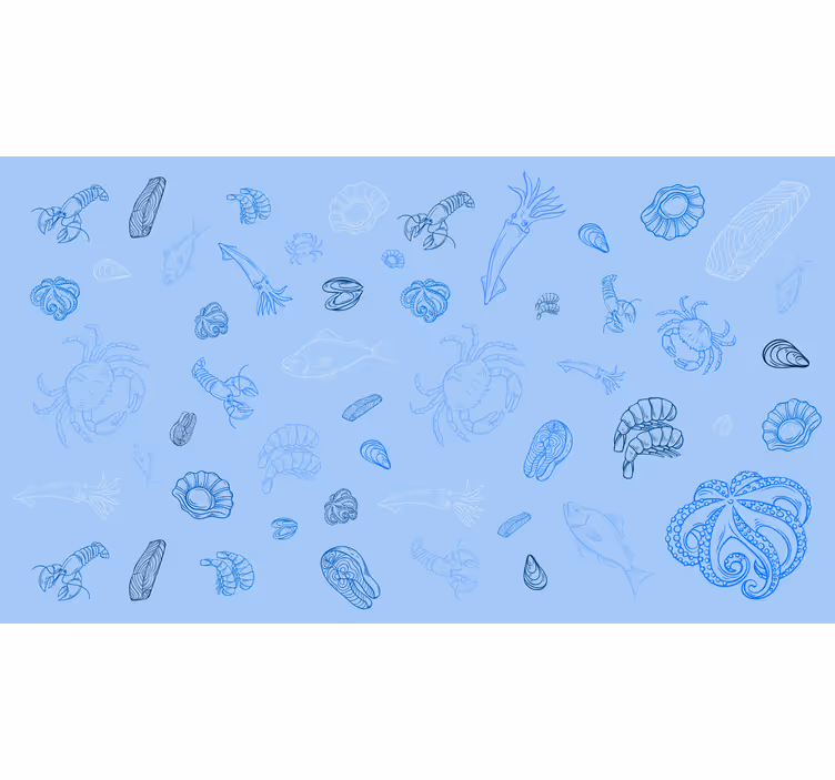 Store enrouleur bleu motif fruits de mer - TenStickers