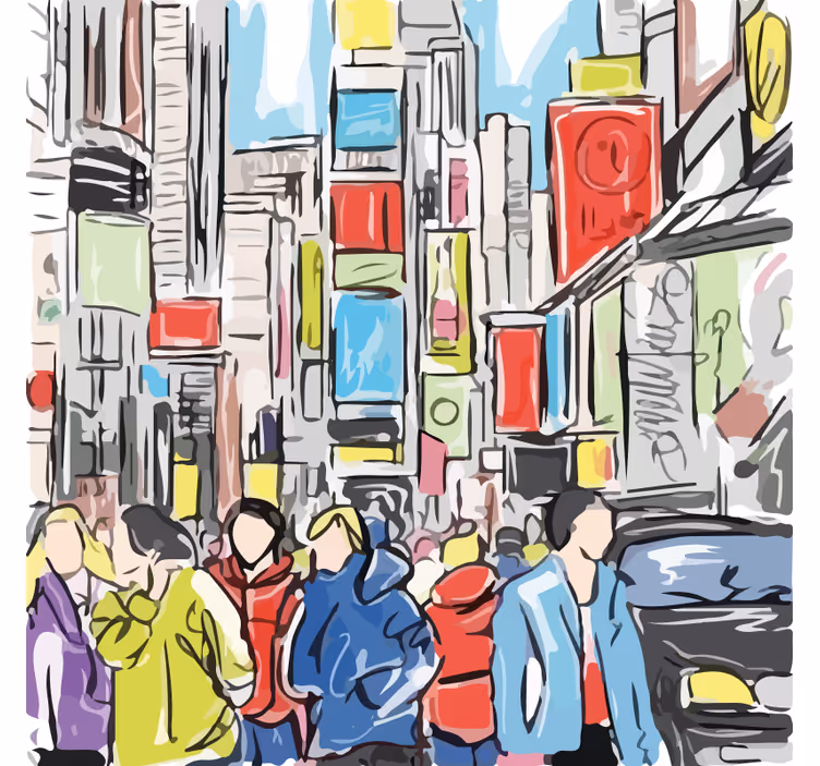 Store enrouleur salon personnages modernes de new york - TenStickers