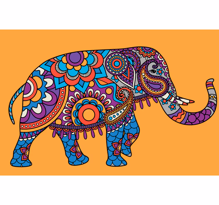 Store enrouleur salon éléphants mandala multicolore - TenStickers