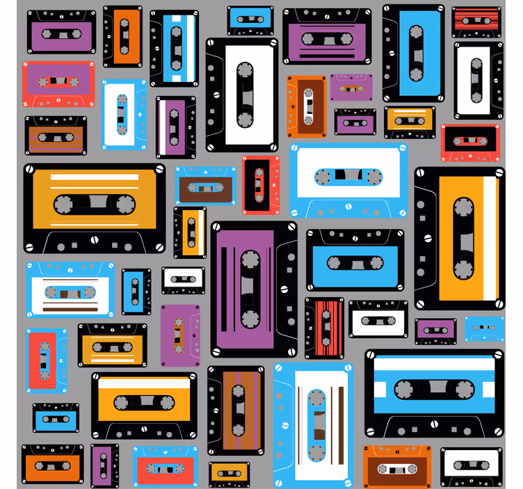 Store enrouleur salon motif cassette rétro années 80 - TenStickers