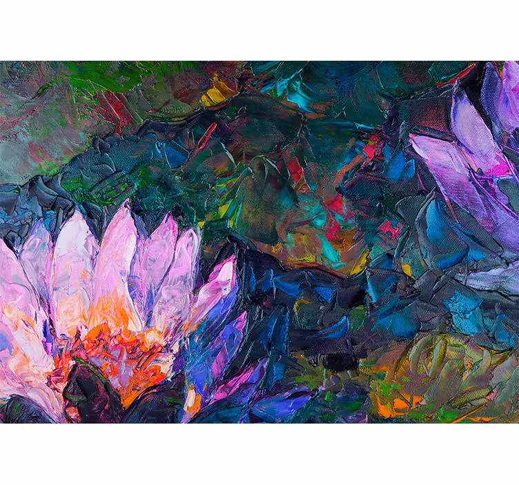 Store enrouleur salon tableau peinture lotus - TenStickers